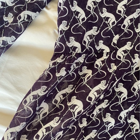 Maeve Anthropologie Purple Monkey Print Long Sleeve Button Up Blouse Size 4 - Picture 8 of 11